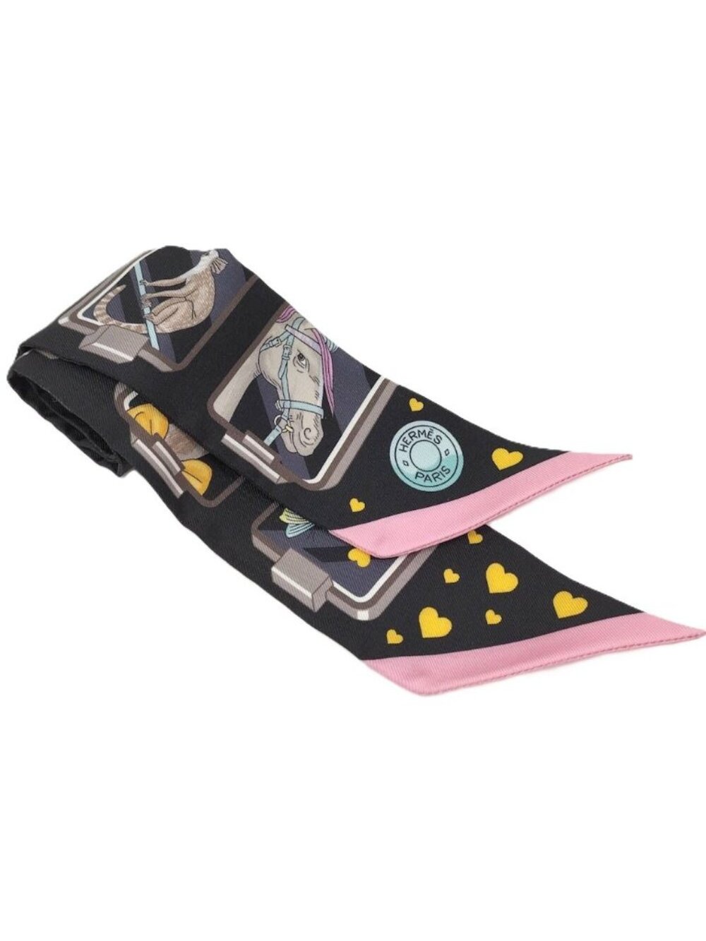 Hermes Twilly Scarf Story Black Multicolor